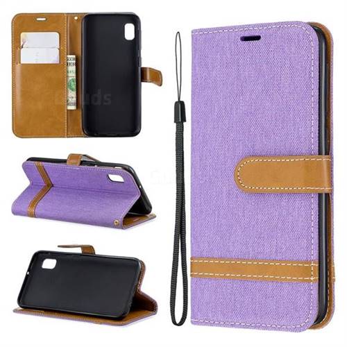 Jeans Cowboy Denim Leather Wallet Case for Samsung Galaxy A10e - Purple