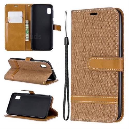 Jeans Cowboy Denim Leather Wallet Case for Samsung Galaxy A10e - Brown