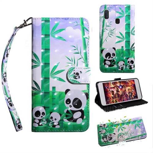 Eating Bamboo Pandas 3D Painted Leather Wallet Case for Samsung Galaxy A10e