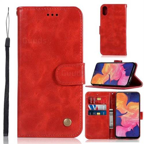 Luxury Retro Leather Wallet Case for Samsung Galaxy A10e - Red