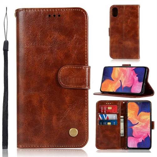 Luxury Retro Leather Wallet Case for Samsung Galaxy A10e - Brown