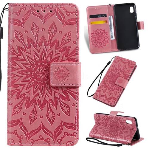 Embossing Sunflower Leather Wallet Case for Samsung Galaxy A10e - Pink