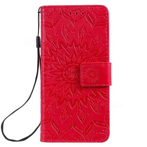 Embossing Sunflower Leather Wallet Case for Samsung Galaxy A10e - Red ...