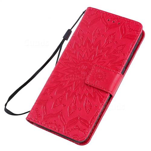 Embossing Sunflower Leather Wallet Case for Samsung Galaxy A10e - Red ...