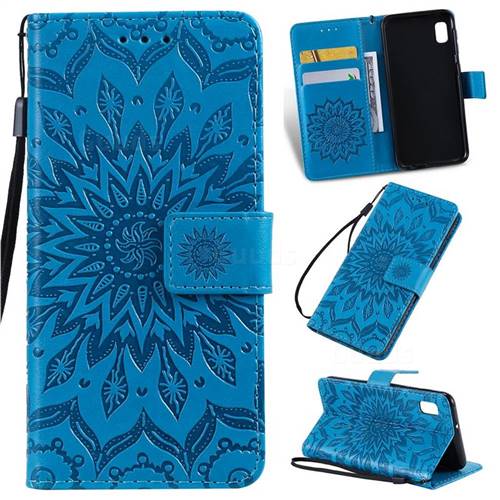 Embossing Sunflower Leather Wallet Case for Samsung Galaxy A10e - Blue