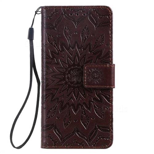 Embossing Sunflower Leather Wallet Case for Samsung Galaxy A10e - Brown ...