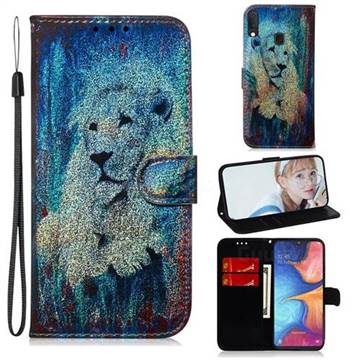 White Lion Laser Shining Leather Wallet Phone Case for Samsung Galaxy A10e