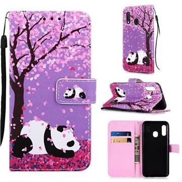 Cherry Blossom Panda Matte Leather Wallet Phone Case for Samsung Galaxy A10e