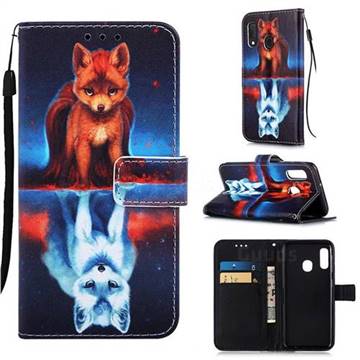 Water Fox Matte Leather Wallet Phone Case for Samsung Galaxy A10e