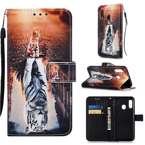 Cat and Tiger Matte Leather Wallet Phone Case for Samsung Galaxy A10e