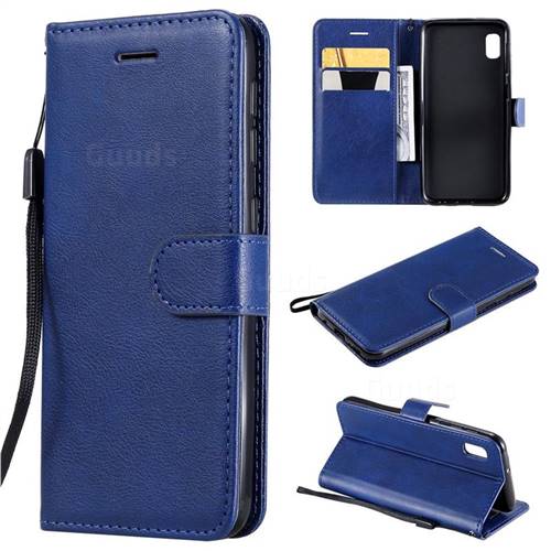 Retro Greek Classic Smooth PU Leather Wallet Phone Case for Samsung Galaxy A10e - Blue