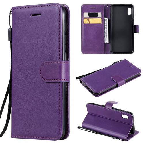 Retro Greek Classic Smooth PU Leather Wallet Phone Case for Samsung Galaxy A10e - Purple