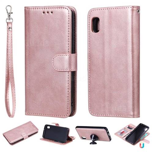 Retro Greek Detachable Magnetic PU Leather Wallet Phone Case for Samsung Galaxy A10e - Rose Gold