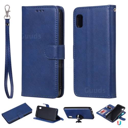 Retro Greek Detachable Magnetic PU Leather Wallet Phone Case for Samsung Galaxy A10e - Blue