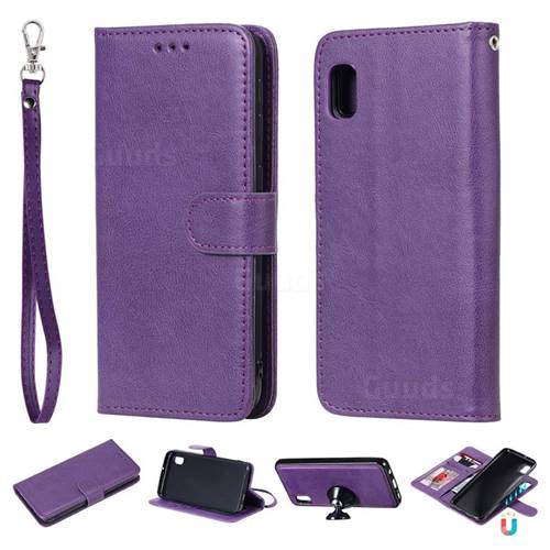 Retro Greek Detachable Magnetic PU Leather Wallet Phone Case for Samsung Galaxy A10e - Purple