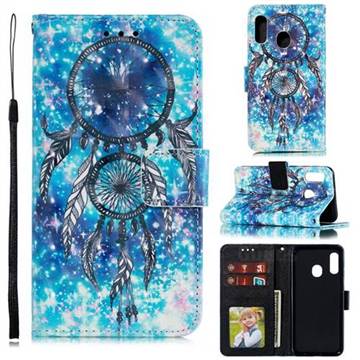 Blue Wind Chime 3D Painted Leather Phone Wallet Case for Samsung Galaxy A10e