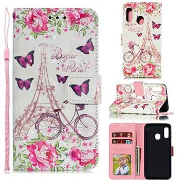Bicycle Flower Tower 3D Painted Leather Phone Wallet Case for Samsung Galaxy A10e