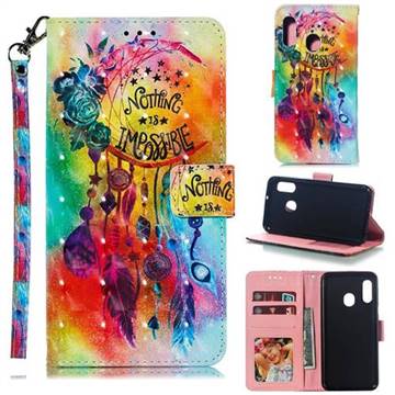 Flower Wind Chimes 3D Painted Leather Phone Wallet Case for Samsung Galaxy A10e