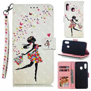 Flower Girl 3D Painted Leather Phone Wallet Case for Samsung Galaxy A10e