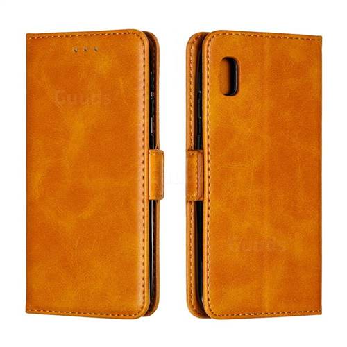Retro Classic Calf Pattern Leather Wallet Phone Case for Samsung Galaxy A10e - Yellow