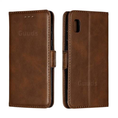 Retro Classic Calf Pattern Leather Wallet Phone Case for Samsung Galaxy A10e - Brown
