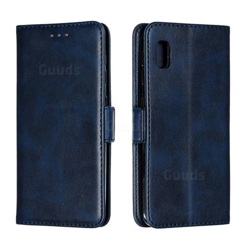 Retro Classic Calf Pattern Leather Wallet Phone Case for Samsung Galaxy A10e - Blue
