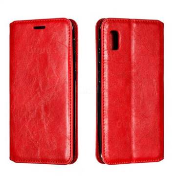 Retro Slim Magnetic Crazy Horse PU Leather Wallet Case for Samsung Galaxy A10e - Red
