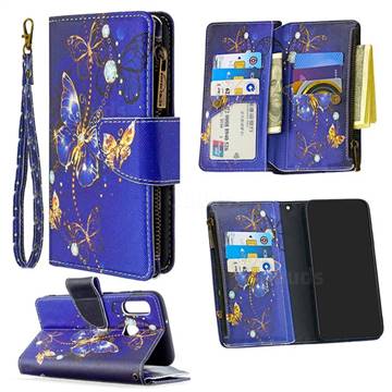 Purple Butterfly Binfen Color BF03 Retro Zipper Leather Wallet Phone Case for Samsung Galaxy A10e