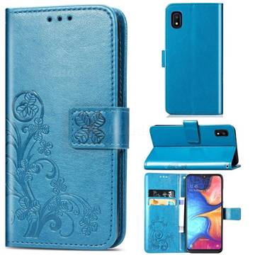 Embossing Imprint Four-Leaf Clover Leather Wallet Case for Samsung Galaxy A10e - Blue