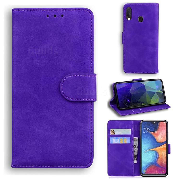 Retro Classic Skin Feel Leather Wallet Phone Case for Samsung Galaxy A10e - Purple
