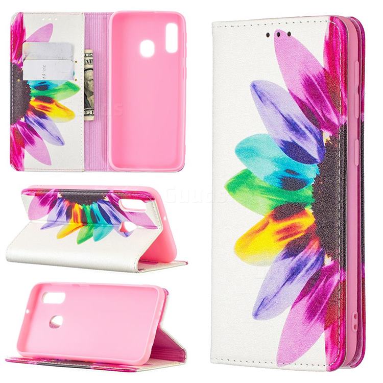 Sun Flower Slim Magnetic Attraction Wallet Flip Cover for Samsung Galaxy A10e