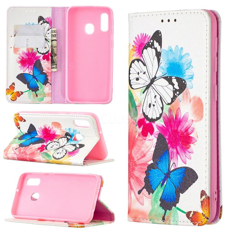 Flying Butterflies Slim Magnetic Attraction Wallet Flip Cover for Samsung Galaxy A10e