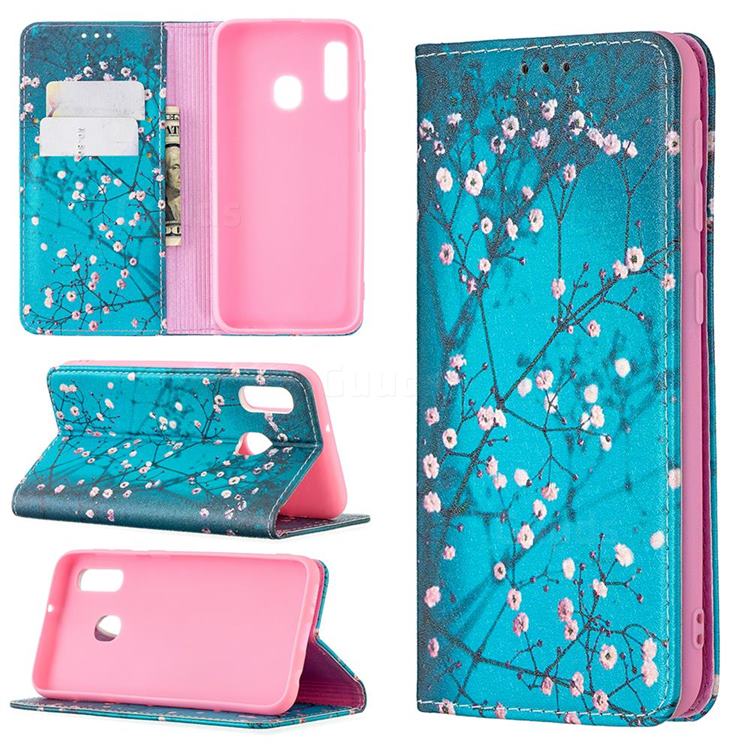 Plum Blossom Slim Magnetic Attraction Wallet Flip Cover for Samsung Galaxy A10e