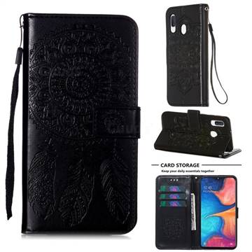Embossing Dream Catcher Mandala Flower Leather Wallet Case for Samsung Galaxy A10e - Black