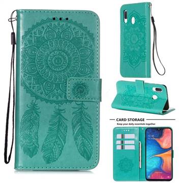Embossing Dream Catcher Mandala Flower Leather Wallet Case for Samsung Galaxy A10e - Green