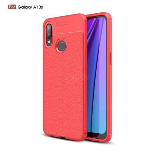 Luxury Auto Focus Litchi Texture Silicone TPU Back Cover for Samsung Galaxy A10s - Red