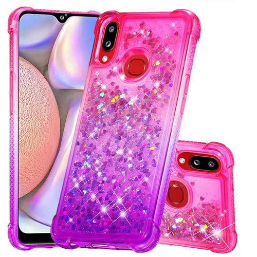 Rainbow Gradient Liquid Glitter Quicksand Sequins Phone Case for Samsung Galaxy A10s - Pink Purple