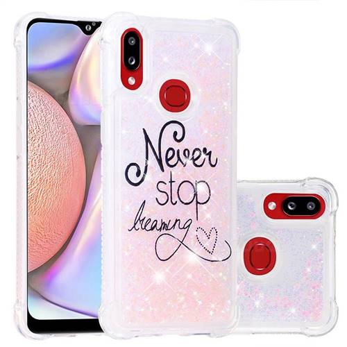 Never Stop Dreaming Dynamic Liquid Glitter Sand Quicksand Star TPU Case for Samsung Galaxy A10s