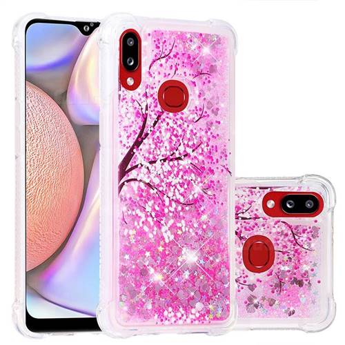 Pink Cherry Blossom Dynamic Liquid Glitter Sand Quicksand Star TPU Case for Samsung Galaxy A10s