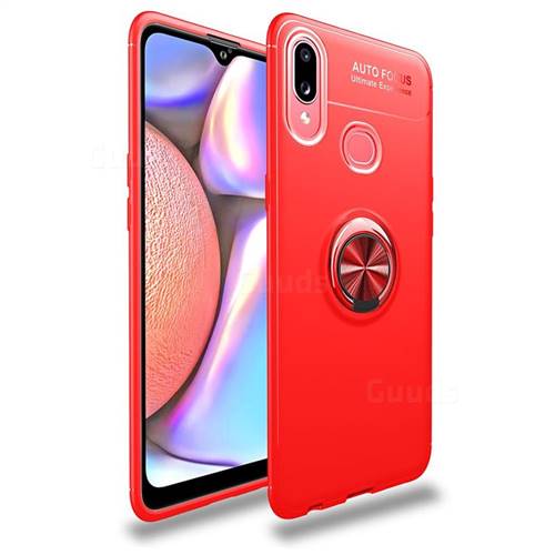 Auto Focus Invisible Ring Holder Soft Phone Case for Samsung Galaxy A10s - Red
