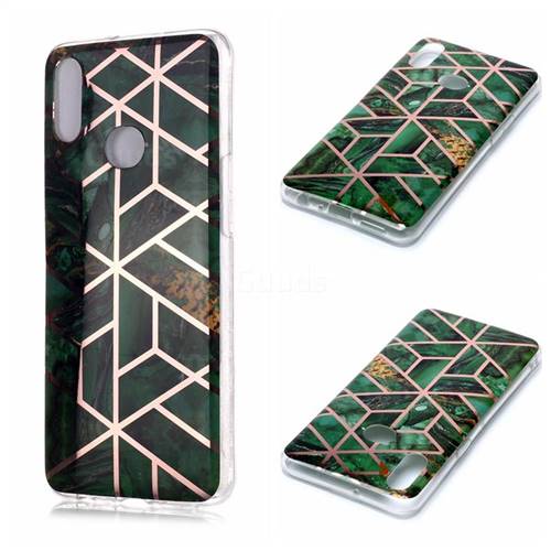 Green Rhombus Galvanized Rose Gold Marble Phone Back Cover for Samsung Galaxy A10s