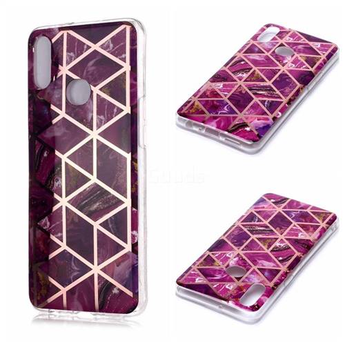 Purple Rhombus Galvanized Rose Gold Marble Phone Back Cover for Samsung Galaxy A10s