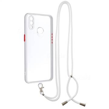 Necklace Cross-body Lanyard Strap Cord Phone Case Cover for Samsung Galaxy A10s - White