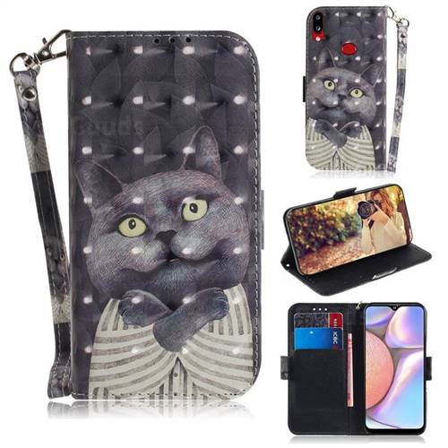 Cat Embrace 3D Painted Leather Wallet Phone Case for Samsung Galaxy A10s