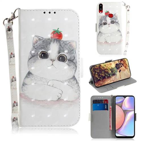 Cute Tomato Cat 3D Painted Leather Wallet Phone Case for Samsung Galaxy A10s