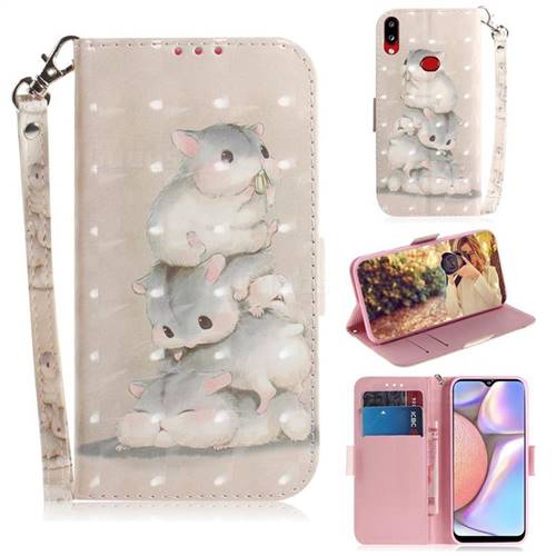 Three Squirrels 3D Painted Leather Wallet Phone Case for Samsung Galaxy A10s