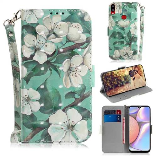 Watercolor Flower 3D Painted Leather Wallet Phone Case for Samsung Galaxy A10s