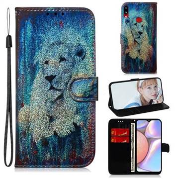 White Lion Laser Shining Leather Wallet Phone Case for Samsung Galaxy A10s