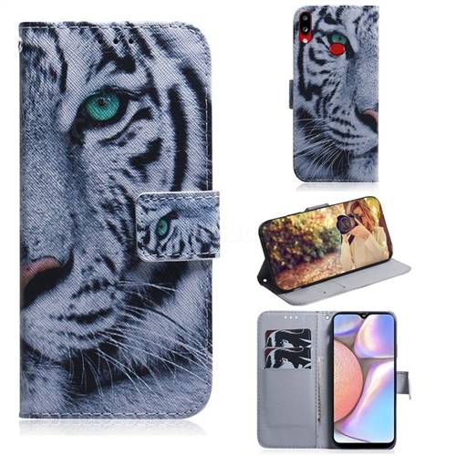 White Tiger PU Leather Wallet Case for Samsung Galaxy A10s