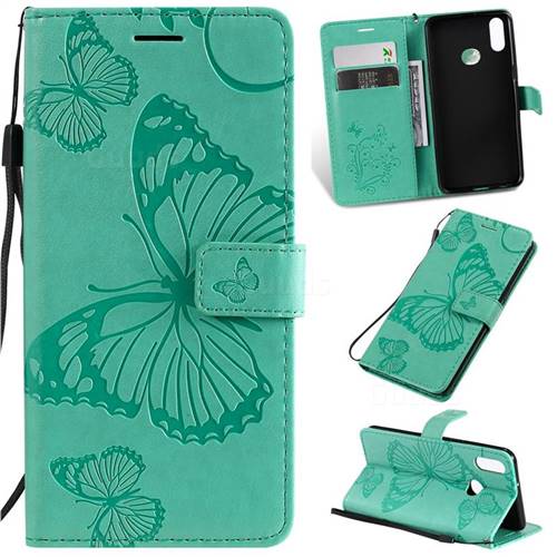 Embossing 3D Butterfly Leather Wallet Case for Samsung Galaxy A10s - Green